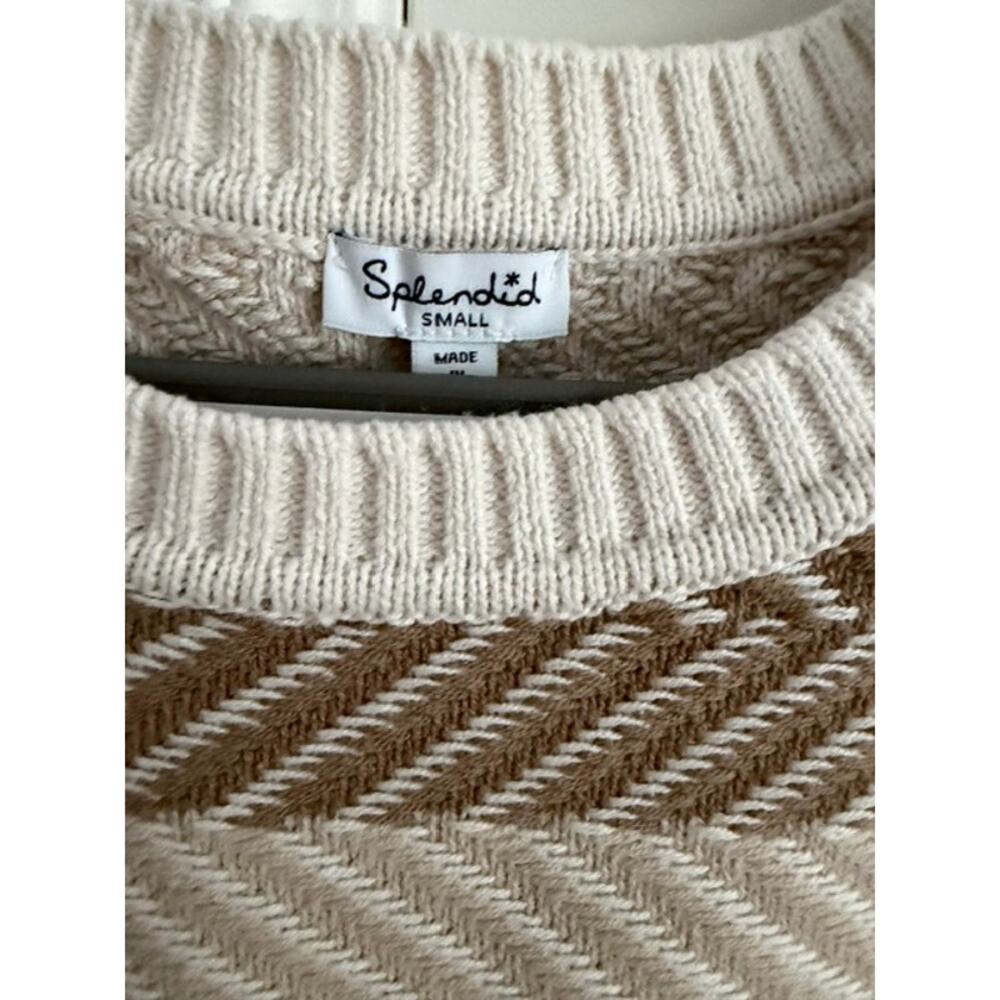 Splendid NWOT Mary Kate Sweater Chevron Short Sleeve Small Neutral Tones - Picture 6 of 8